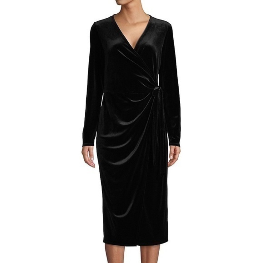 NWT H Halston Velvet Wrap Dress